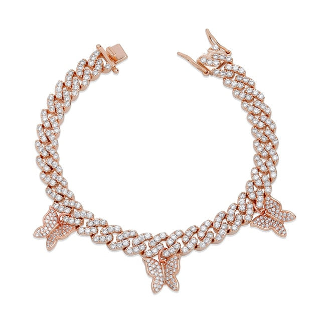 Icy Cuban Butterfly Bracelet